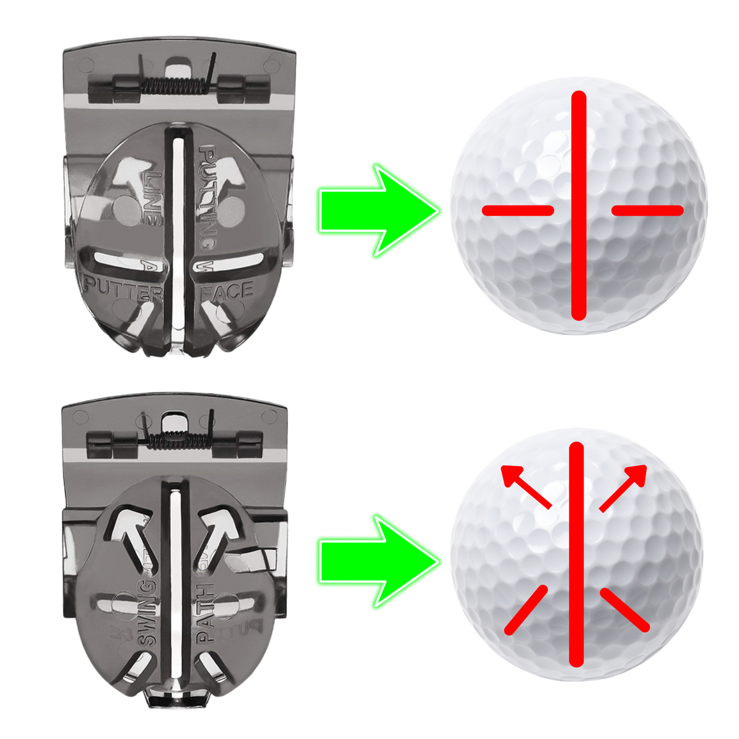 NuRich Golf Ball Line Marker Tool | Golf Ball Putting Alignment Marking Tool | Golf Accessories Tool | Fits in Golf Bag and Easy to Carry on Golf Course | 2 Pack