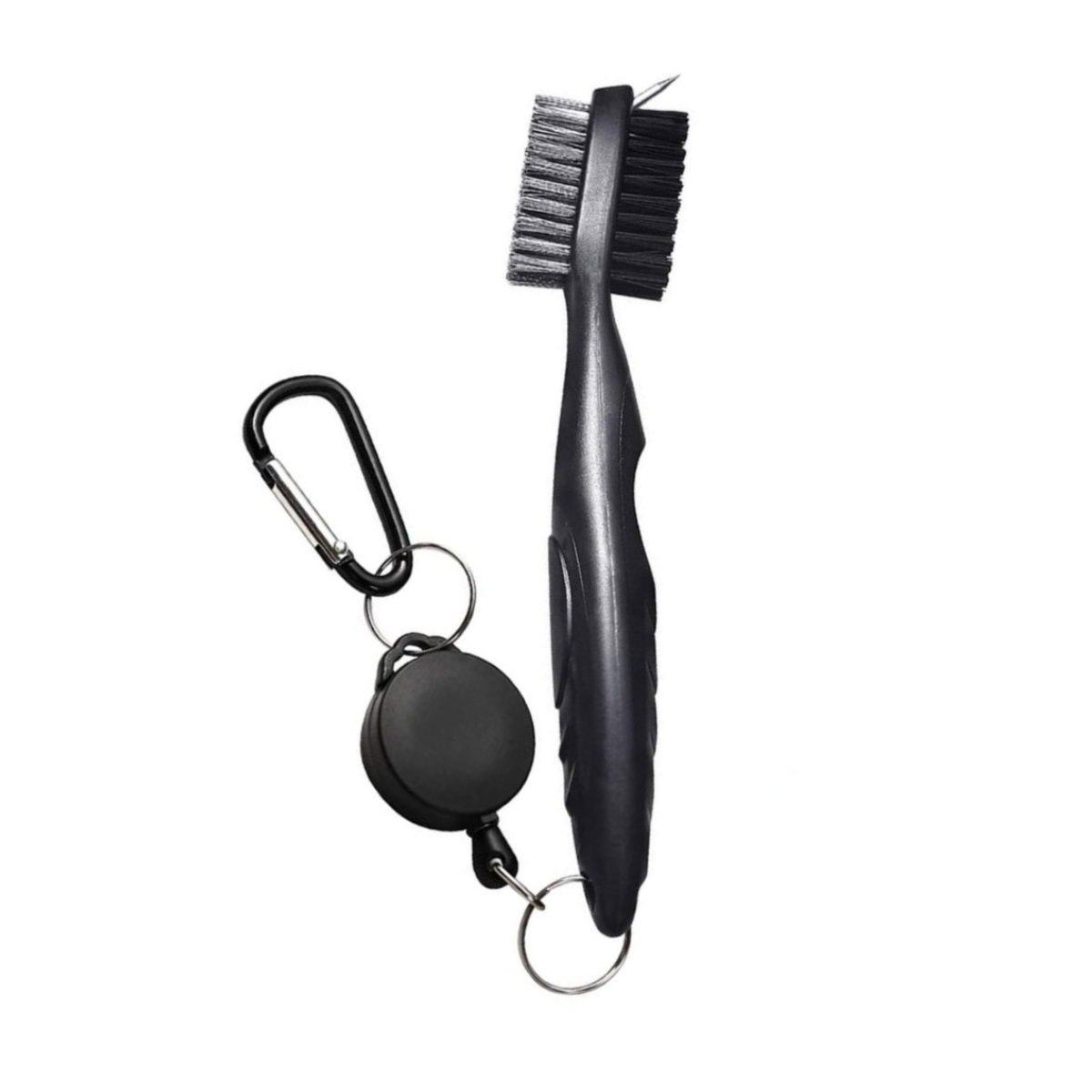 NuRich Tiger Golf Club Groove Brush Cleaner Lightweight Dual Bristle Golf Accessories Cleaner Tool with Retractable Zip-line Aluminum Carabiner for Golf Bag Accessories