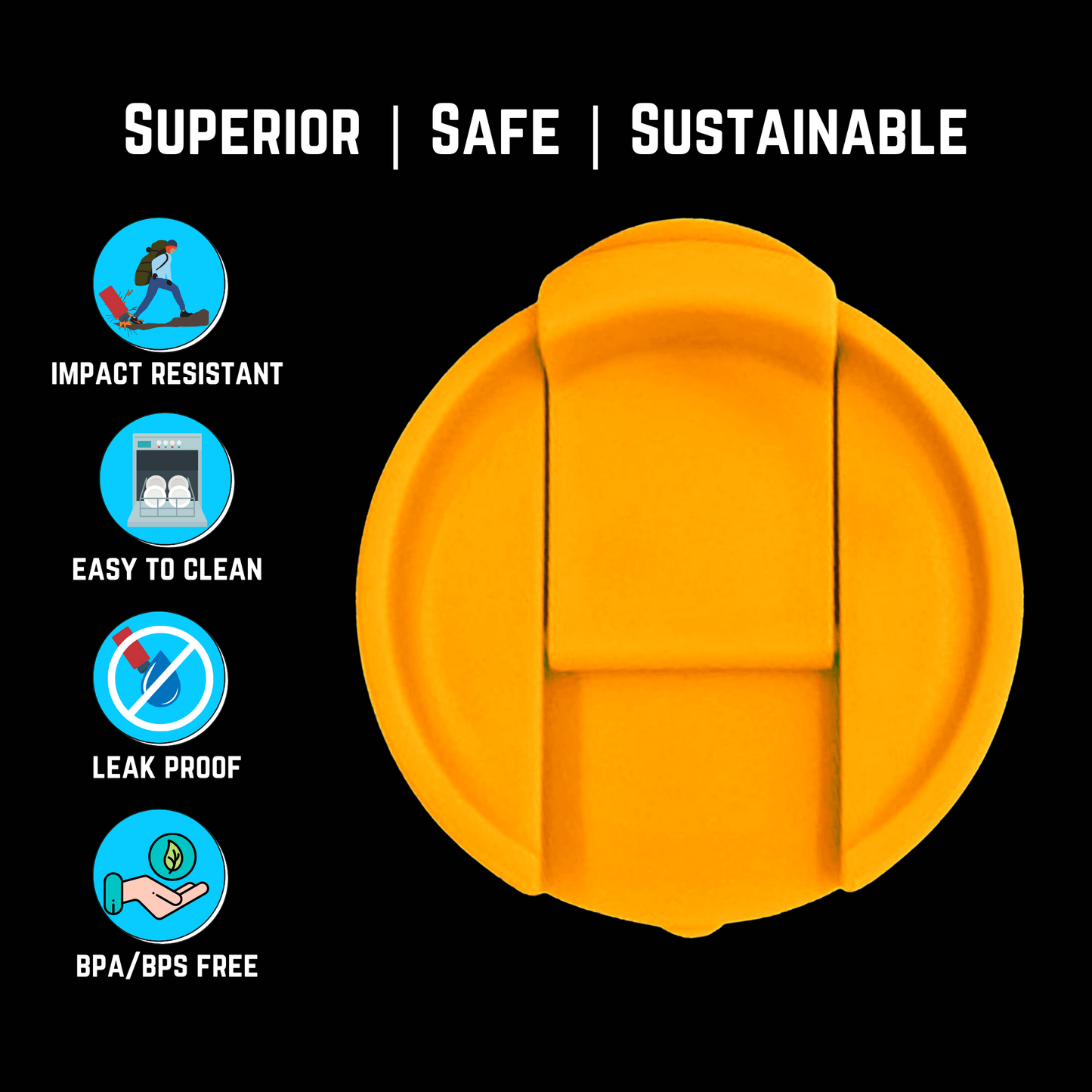 NuRich Hydro Wide Mouth Flip and Sip Replacement Coffee Lid or Cap Accessories Compatible with Hydroflask, Nalgene, and Many More Top Water Bottle Brands Sizes 12 16 18 20 32 40 64 Ounce - Mango Orange