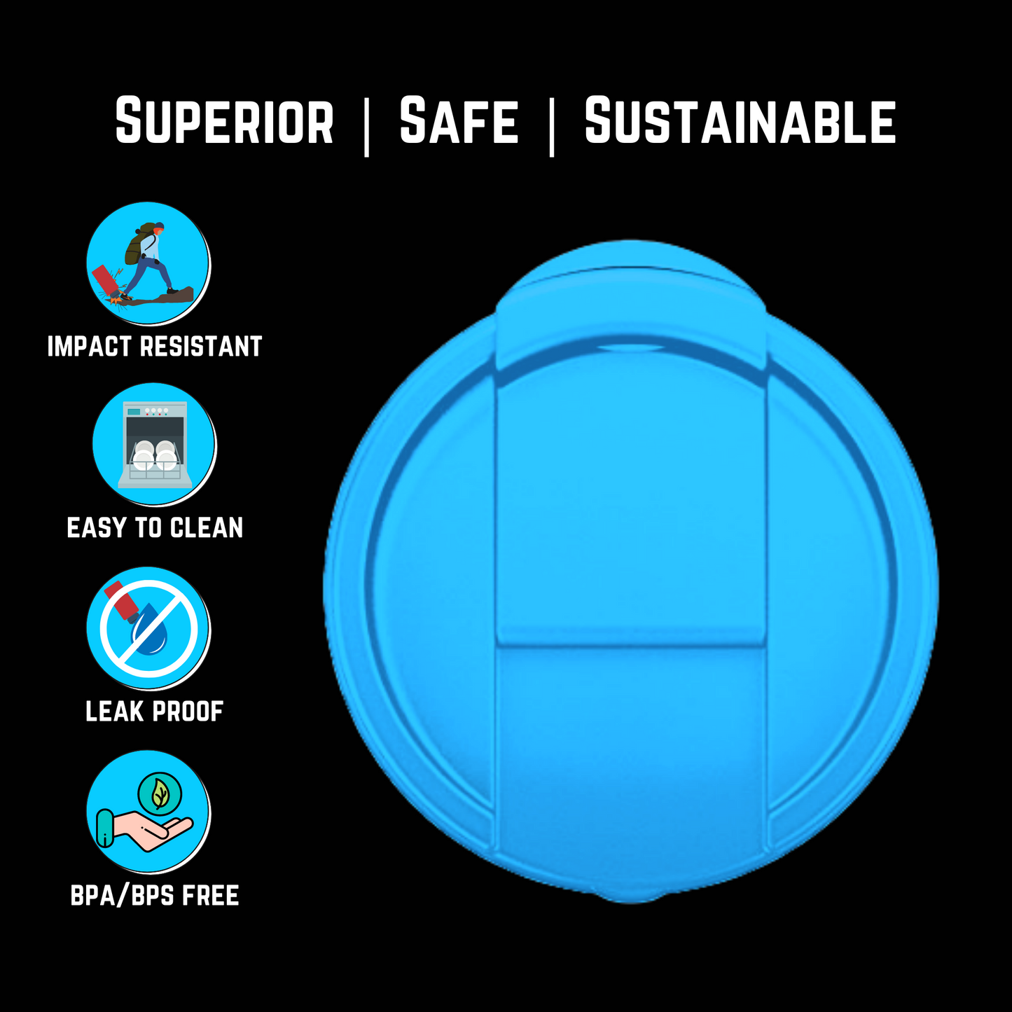 Hydroflask Wide Mouth Flip and Sip Coffee Lid Replacement for Insulated Water Travel Mug or Hydroflask Thermos for Perfect Hydration - Blue