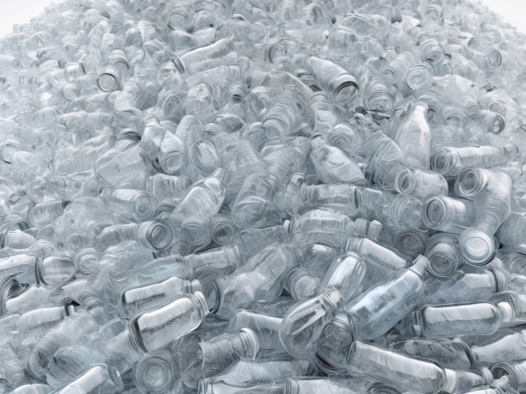 A large pile of empty crushed single-use plastic water bottles