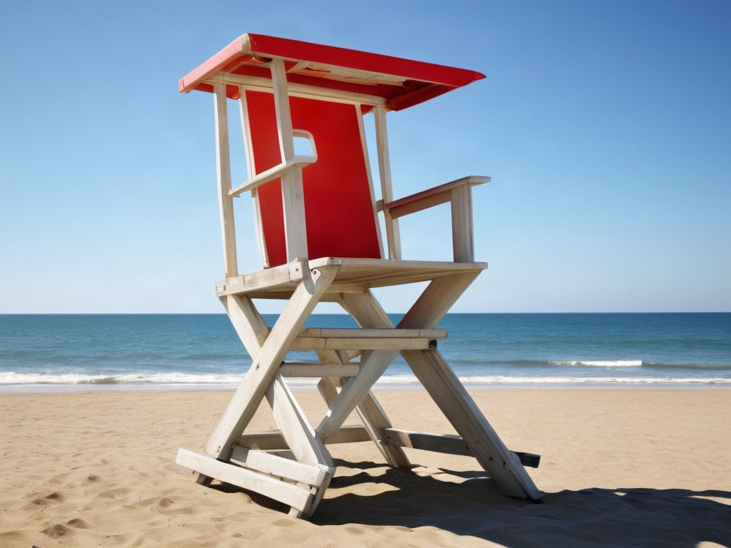Empty lifeguard chair on a sunny beach