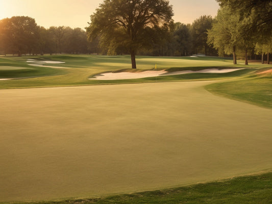 Golf course fairway at golden hour after an evening round