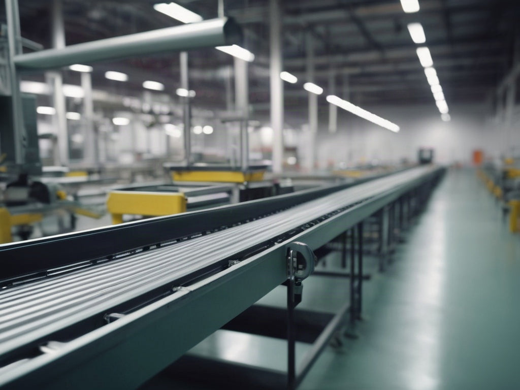 Empty factory assembly line conveyor belt