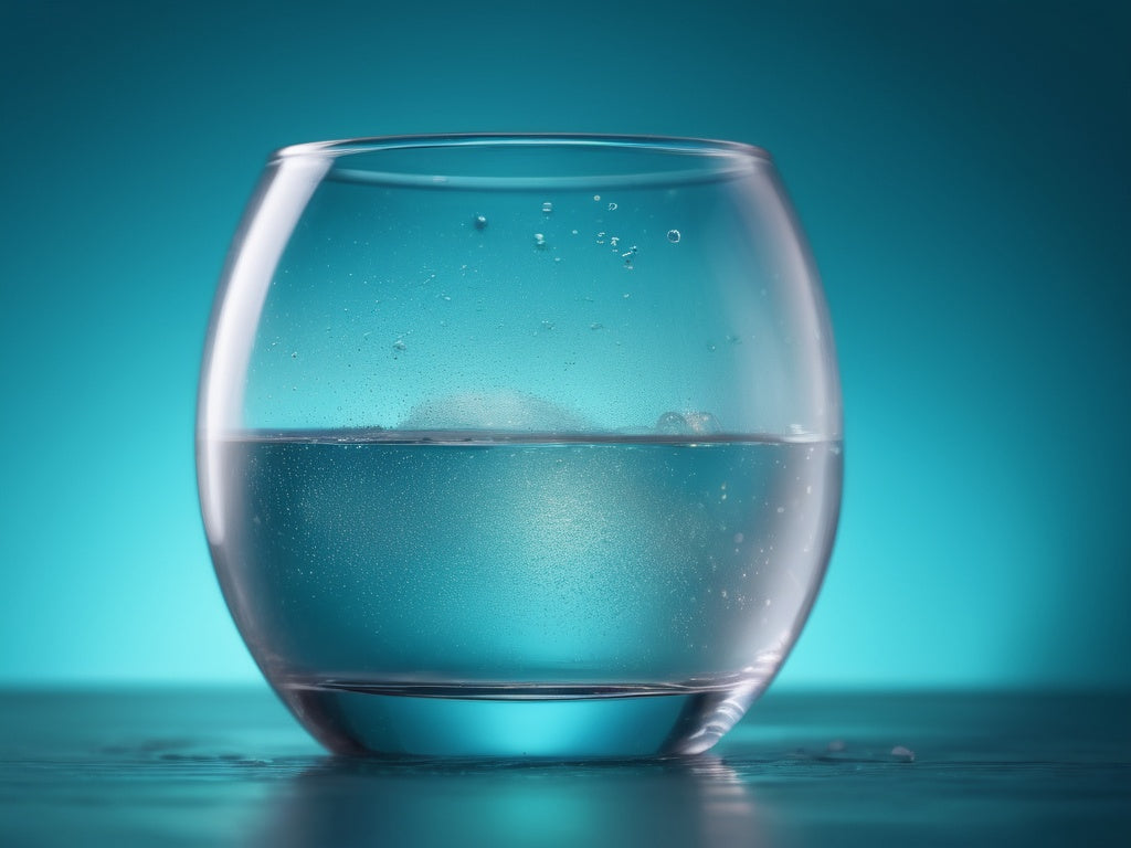 Glass of hydrogen-infused water with rising bubbles