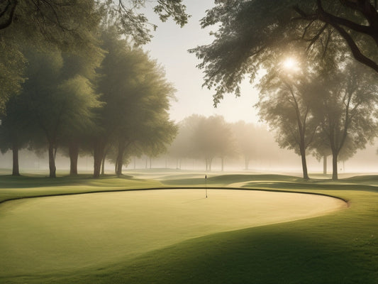 Golf course fairway at sunrise