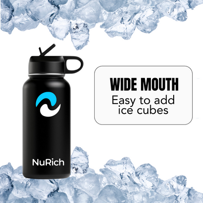 NuRich 32 oz Insulated Water Bottle with Straw Lid