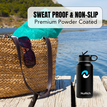 NuRich 32 oz Insulated Water Bottle with Straw Lid