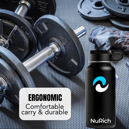 NuRich 32 oz Insulated Water Bottle with Straw Lid