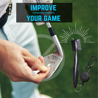 NuRich Tiger Golf Club Groove Brush Cleaner Lightweight Dual Bristle Golf Accessories Cleaner Tool with Retractable Zip-line Aluminum Carabiner for Golf Bag Accessories