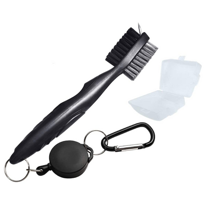 NuRich Tiger Golf Club Groove Brush Cleaner Lightweight Dual Bristle Golf Accessories Cleaner Tool with Retractable Zip-line Aluminum Carabiner for Golf Bag Accessories