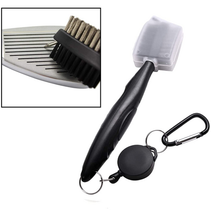 NuRich Tiger Golf Club Groove Brush Cleaner Lightweight Dual Bristle Golf Accessories Cleaner Tool with Retractable Zip-line Aluminum Carabiner for Golf Bag Accessories