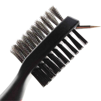 NuRich Tiger Golf Club Groove Brush Cleaner Lightweight Dual Bristle Golf Accessories Cleaner Tool with Retractable Zip-line Aluminum Carabiner for Golf Bag Accessories