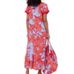 Brigida Ruffle Maxi Dress Butterfly Sleeve in Deep Coral