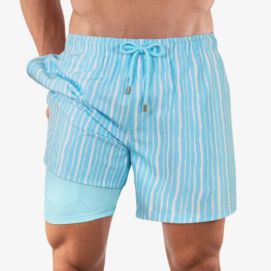 Blue Hamptons - Mid Length Hybrid Short