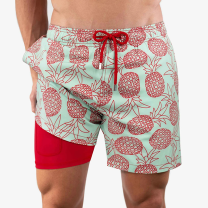 Pineapple Tropics - Mid Length Hybrid Short