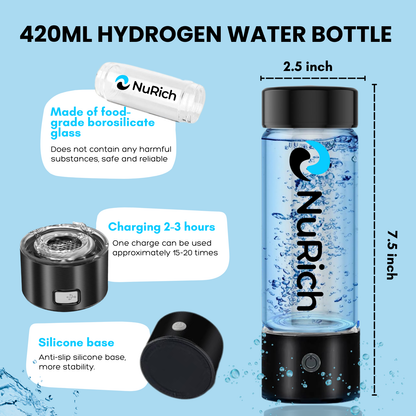 NuRich Echo Flask — Portable Hydrogen Water Bottle (420ml, Rechargeable)