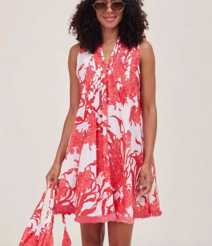 Felice Pintuck Dress in Red