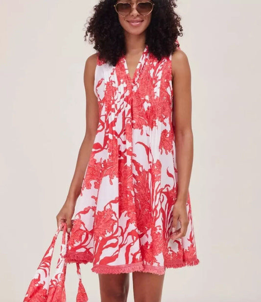 Felice Pintuck Dress in Red