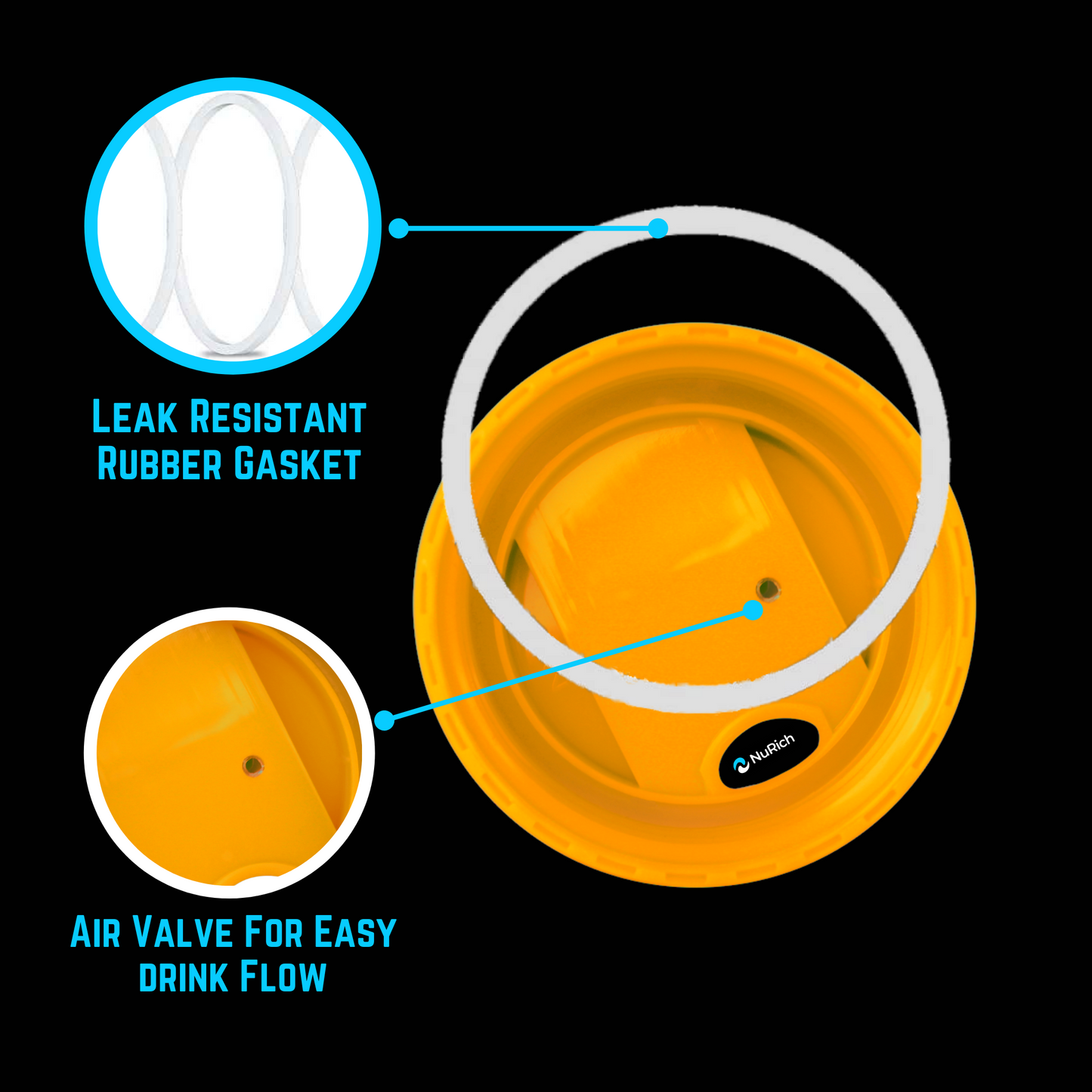 NuRich Hydro Wide Mouth Flip and Sip Replacement Coffee Lid or Cap Accessories Compatible with Hydroflask, Nalgene, and Many More Top Water Bottle Brands Sizes 12 16 18 20 32 40 64 Ounce - Mango Orange